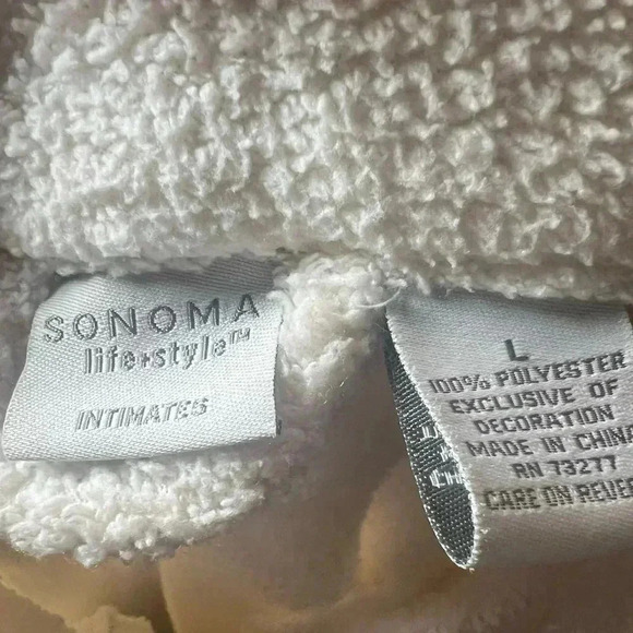 Sonoma Intimates Ivory Mockneck Full-Zip Fuzzy Soft Women's Robe Size Large - Picture 6 of 6